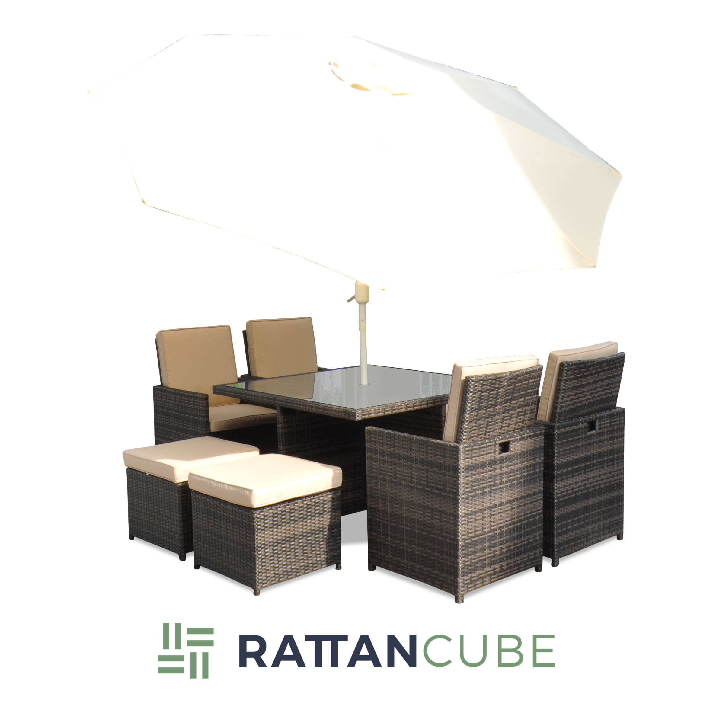 barcelona 9 piece rattan cube set